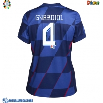 Fotballdrakt Dame Kroatia Josko Gvardiol #4 Bortedrakt EM 2024 Kortermet